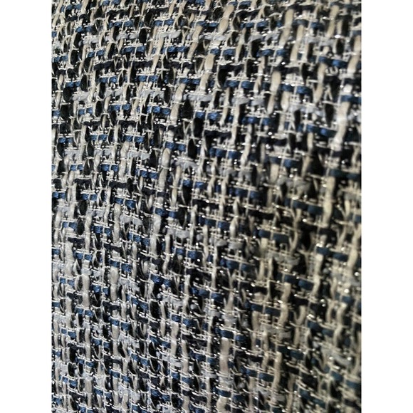 NWOT Karl Lagerfeld Fringe Trim Tweed Blazer Jacket Metallic Blue Two Bu… - Picture 8 of 12